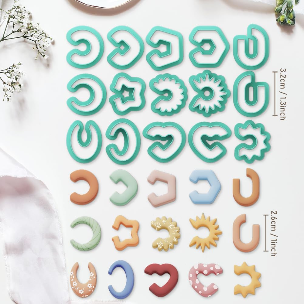 Polymer Clay Cutters - 15 Shapes Jewelry Earrings Cutter, Polymer Clay Cutters for Jewelry, Earring Making Kit with Storage Box