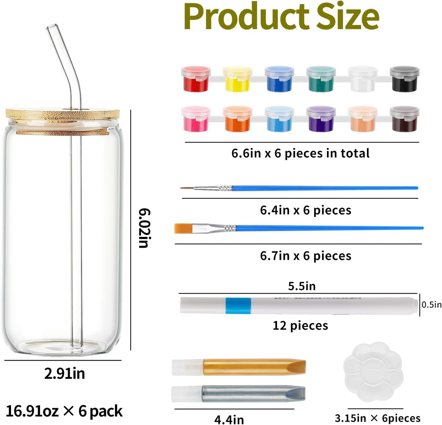 WJXCYGG 6 Sets Paint Your Own Wine Glass Paint Set 6 Wine Glass 2 Glass Paint Outliner 12 Markers 36 Glass Painting Acrylic Paint Strips 12 Brushes 6 Palette for Adults Lady Night (Drinking Cup)