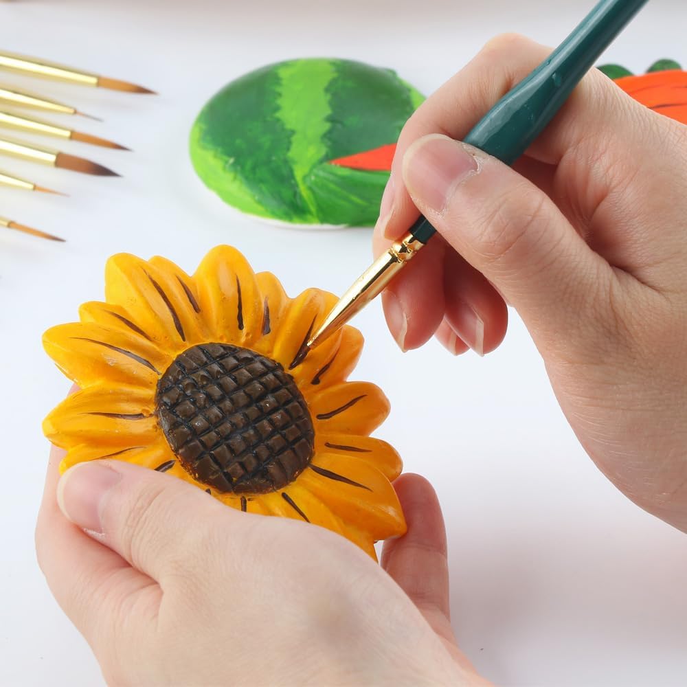 Transon 15-Piece Fine Detail Miniature Painting Brush Set for Acrylics, Watercolors, Crafts, Rocks & Face Painting