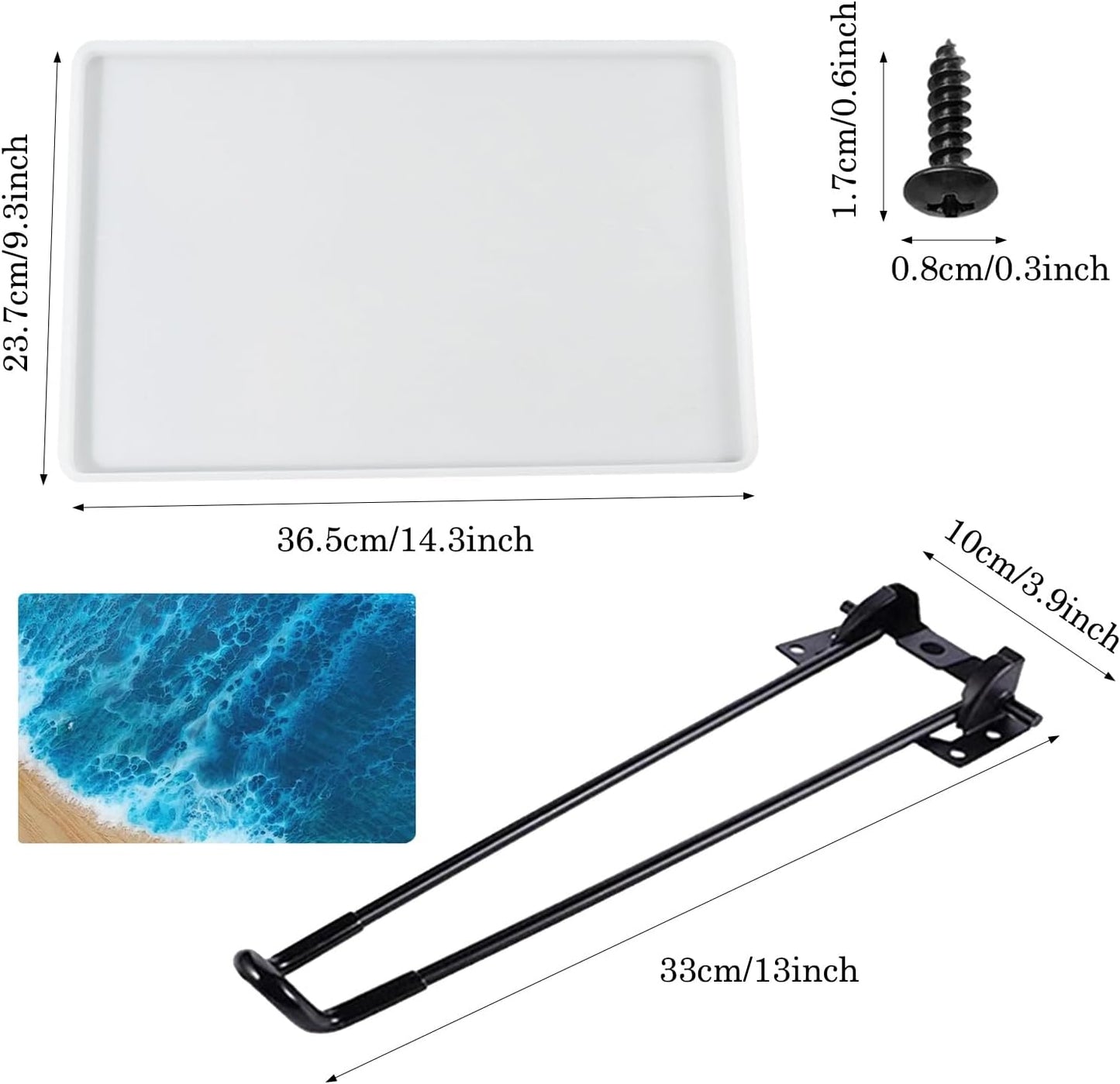 Large Silicone Molds for Epoxy Resin Table, 9 x 14 Inch Rectangle Resin Table Silicone Molds with Legs for DIY Art Home Decor, River Table, Cutting Board, Resin Art