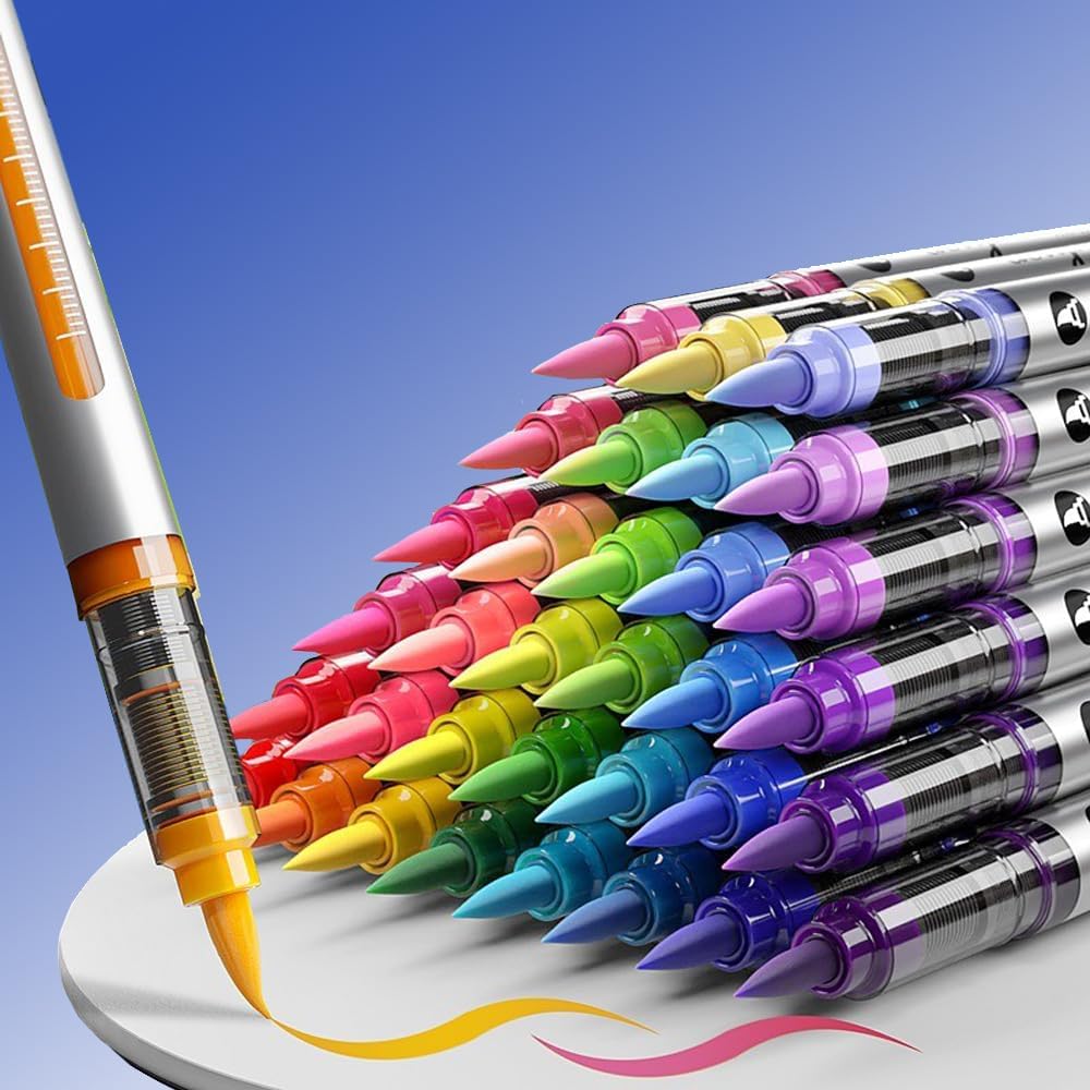 120 Color Acrylic Paint Markers, Brush Tip Acrylic Paint Pens With Visual Ink Window, Fabric Paint Markers for Clothes, Textile - High Coverage on Wood, Glass, Rock - DIY Art Supplies for Kids, Adults