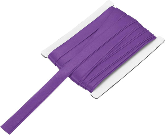 MECCANIXITY Double Fold Bias Tape for Sewing 5/8 Inch x 6 Yards Satin Pre-fold Continuous Binding Tape for Seaming Quilting Hemming Binding DIY Crafts, Purple