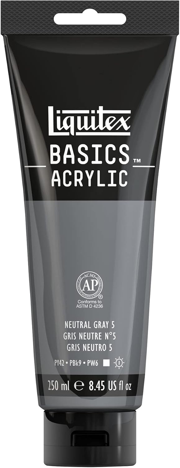 Liquitex BASICS Acrylic Paint, 250ml (8.5-oz) Tube, Neutral Gray Value 5