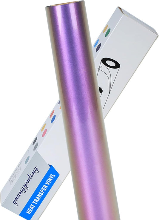 guangyintong Chameleon Heat Transfer Vinyl HTV Rolls, 12" x 8ft Purple to Brown Iron on Vinyl for T-Shirts, Changing Color HTV Vinyl for All Cutter Machines Easy to Cut & Weed for HTV DIY Design