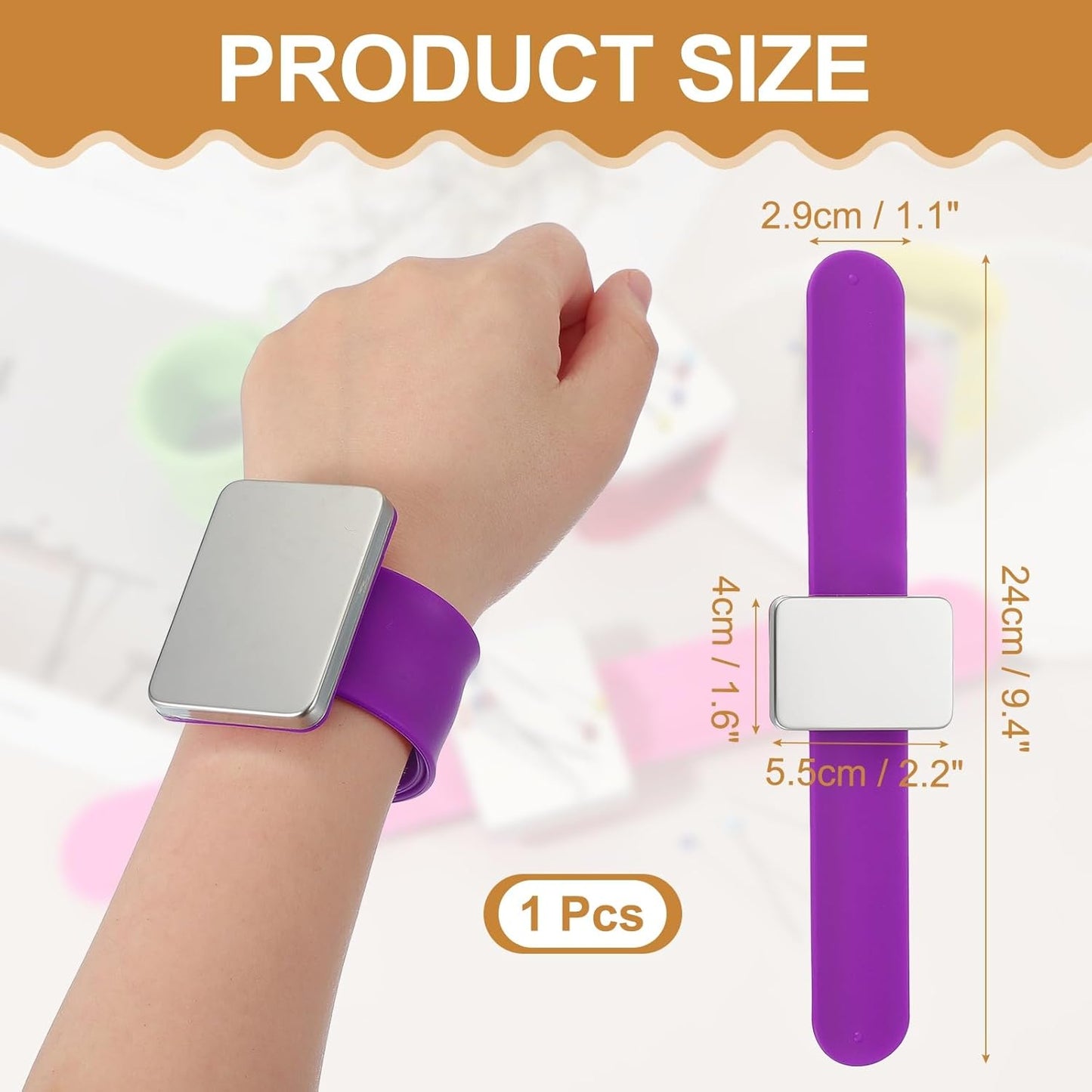 PATIKIL Magnetic Wrist Pin Cushions for Sewing, Magnetic Pin Cushion Magnetic Wrist Gel Band Holder Wristband Pincushion for Sewing Braiding Quilting Hair Clips, Purple