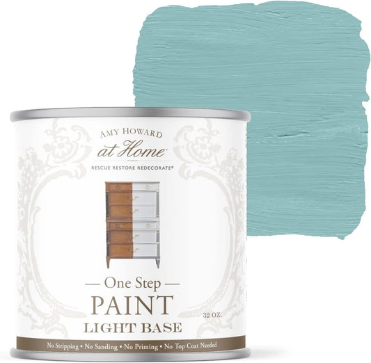 AMY HOWARD AT HOME Chalk-Based One Step Paint for Furniture, Cabinetry, Decor, Finish, and More | No Stripping, Sanding, or Priming | Light Base | 16 Ounce | Harbor Lights