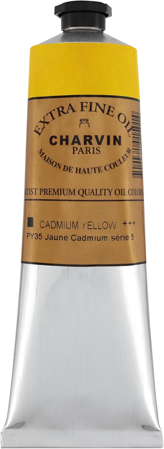 Charvin Extra Fine Oil Paint, Cadmium Yellow Medium 150 mL - Triple-Milled, Rich Texture, Poppy Oil-Based, Light-Fast, Handmade, Archival Quality