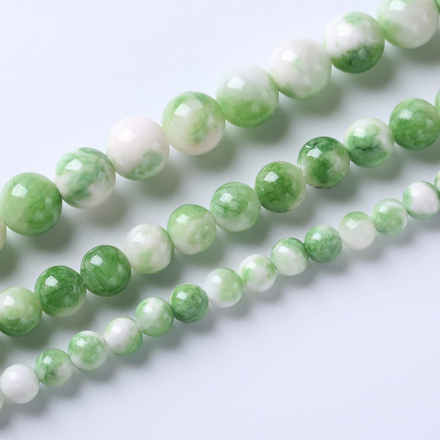 60pcs 6mm Natural Green White Persian Jade Stone Round Beads for Jewelry Making Loose Spacer Beads DIY Bracelets Necklaces 15" (6mm, Green Persian Jade)