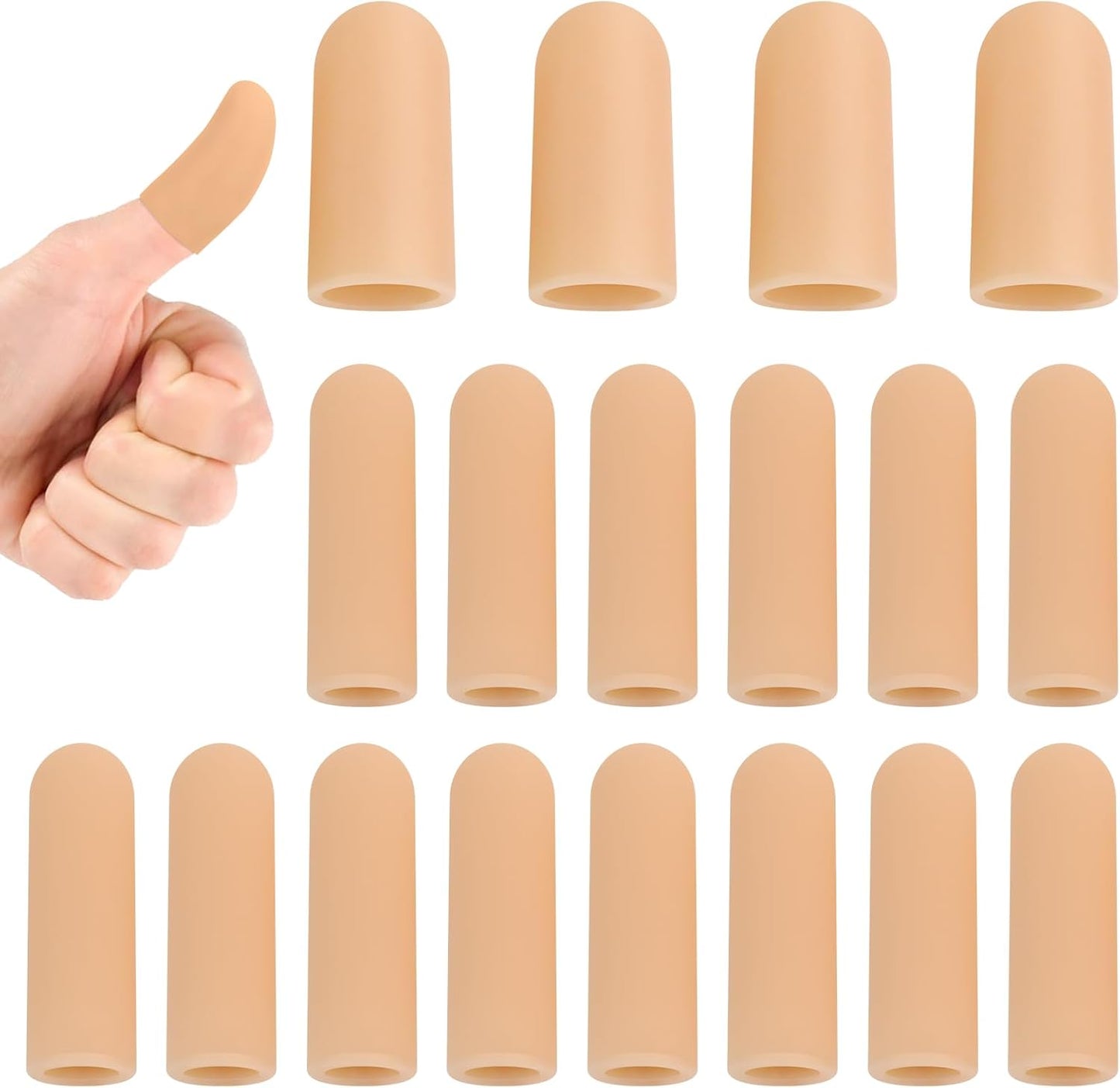 Gel Finger Cots, Silicone Finger Protectors, Finger Sleeves Tip Protectors, Fingertip Bandages for Trigger Finger, Finger Arthritis, Finger Cracking, Hand Eczema Pain Relief