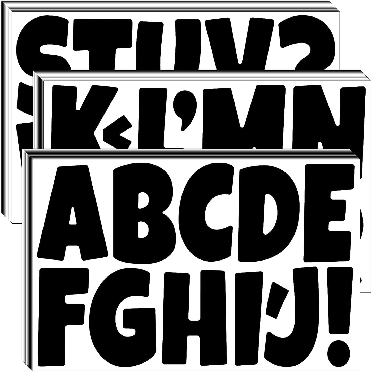 Bemeol Letter Stickers 432 Pieces 36 Sheets Bulletin Board Letters 3 Inch Classroom Alphabet Poster Board Letter for Bulletin Board Display School Decor(Black)