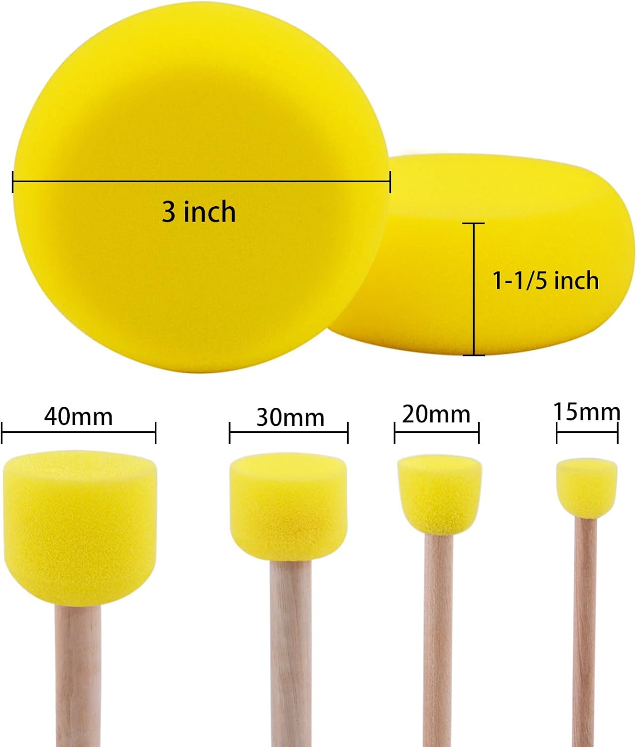 Hapeper 28 Pieces Round Sponge Brush, Artist Painting Foam Sponge for Watercolor, Crafts, Face Painting