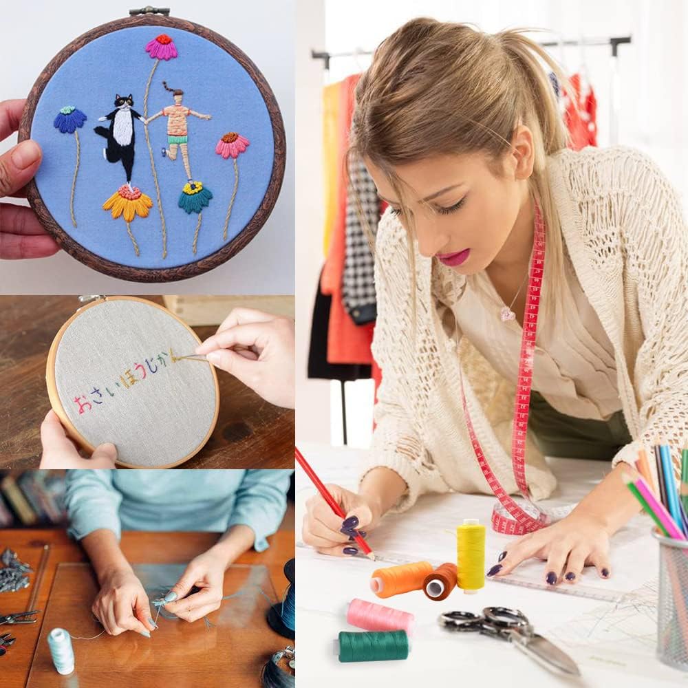 Sewing Threads Kits, All Purpose 100 Color Spools Polyester Thread Quilting Thread Assortment for Hand Machine Sewing Embroidery