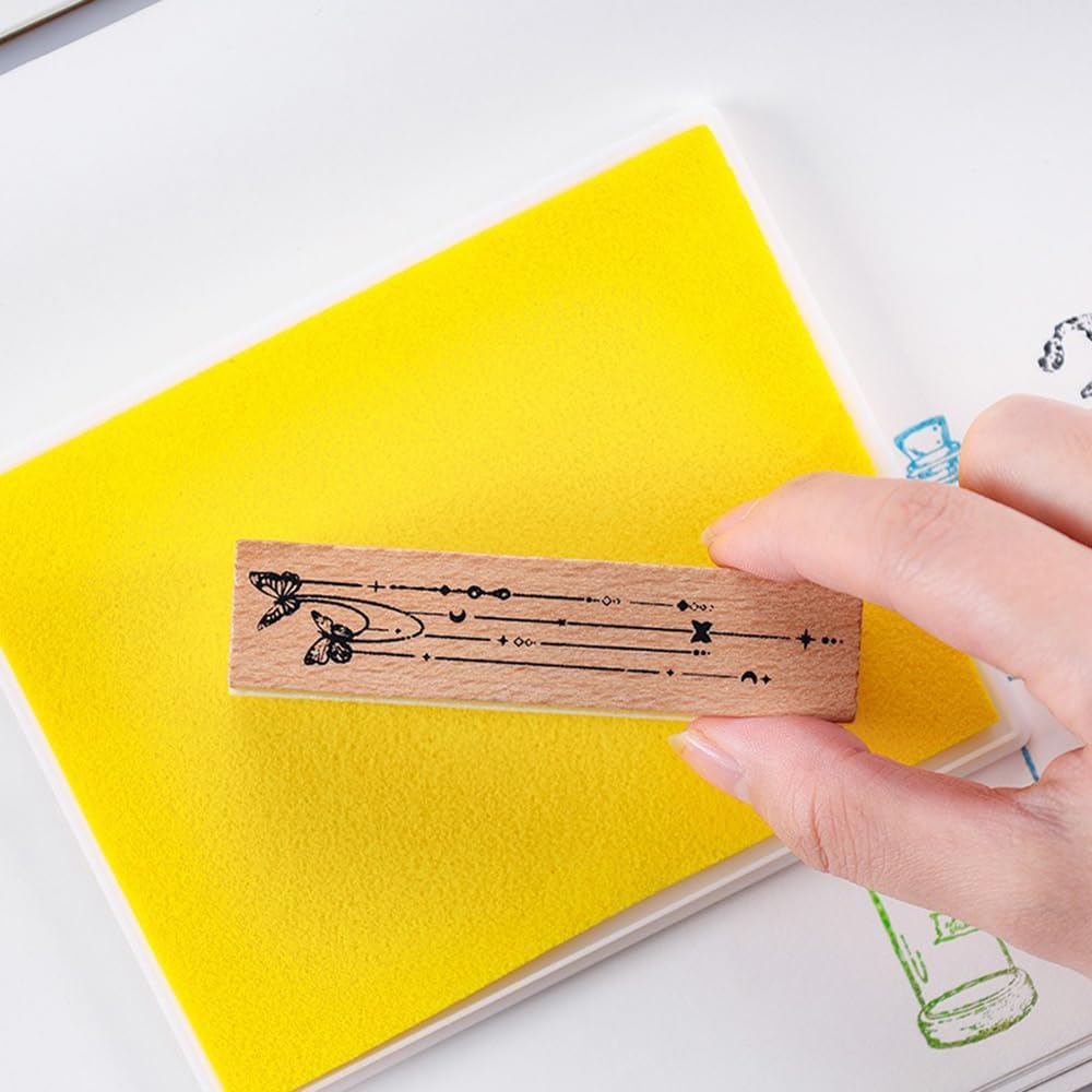 GTLZLZ Large Ink Pad for Rubber Stamps, 5" x 4" Washable Craft Stamp Pad for Kids, Fingerprint Ink Pad for Paper, Scrapbooking, Wood Fabric (Yellow)