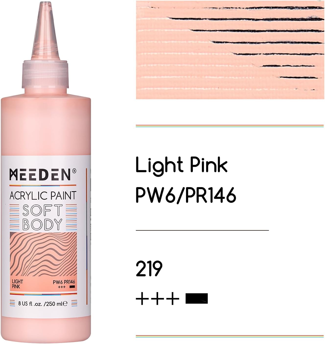 MEEDEN Soft Body Acrylic Paint: Light Pink Matte Finish - 250ml/8.45oz Bulk Acrylic Colors in Ergonomic Bottle - Fluid Flow Art Paints for Artists Canvas Painting