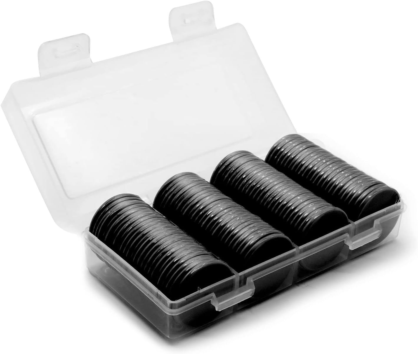 Set of 100 1 Inch Opaque Plastic Learning Counters Mini Poker Chips Game Tokens with Storage Box (1 Inch, Black)