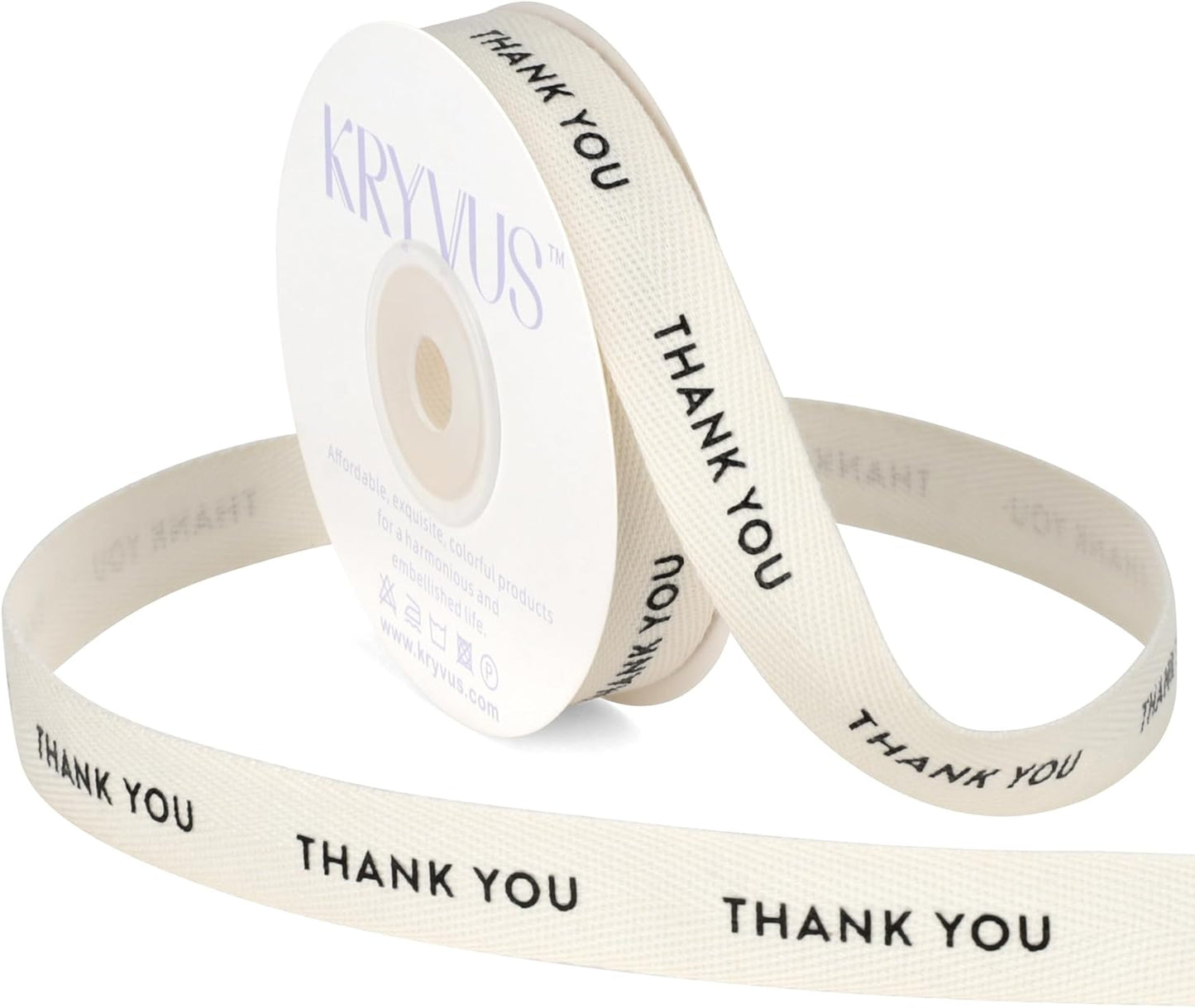 Thank You Ribbon - 5/8 Inch x 12 Yards Natural Twill Tape Ribbon, Cotton Herringbone Ribbons for Gift Wrapping, Birthdays, Weddings, Christmas, Anniversaries, Valentine's Day, Mother's Day