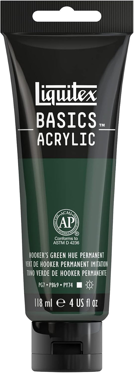 Liquitex BASICS Acrylic Paint, 118ml (4-oz) Tube, Hooker’s Green Hue Permanent