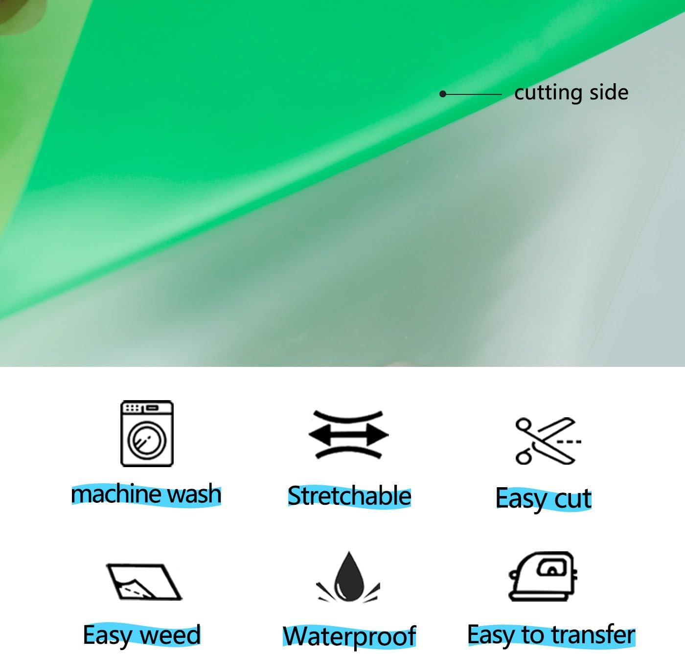 guangyintong Glow in The Dark Heat Transfer Vinyl HTV Rolls, 12" x 8ft Luminous Fruit Green Iron on Vinyl for T-Shirts Costumes, PU Elastic HTV Vinyl for All Cutter Machines Easy to Cut & Weed