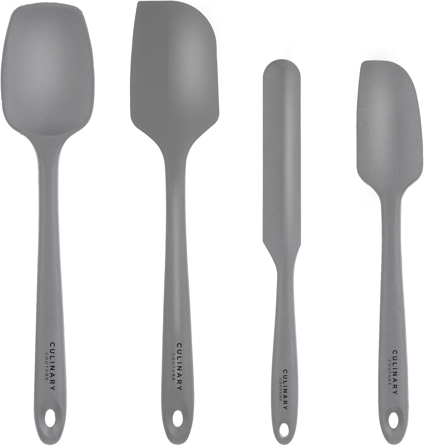 Culinary Couture 4-Piece Grey Baking Spatula Set - Rubber Spatulas Silicone Heat Resistant, BPA-Free - Spatula Set for Nonstick Cookware - Silicone Baking Utensils