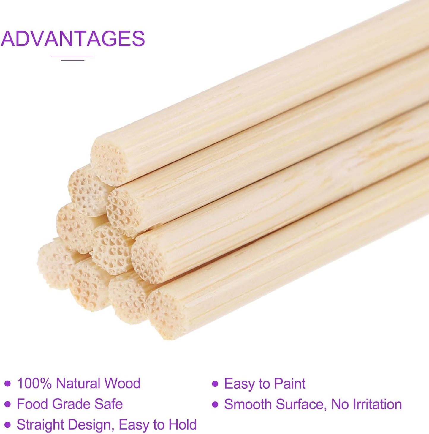 DMiotech 50 Pack 1/8" x 12" Wooden Dowel Rods Unfinished Natural Sticks Wood Craft Sticks for Home Decor Projects and Making DIY Craft,Wood Color
