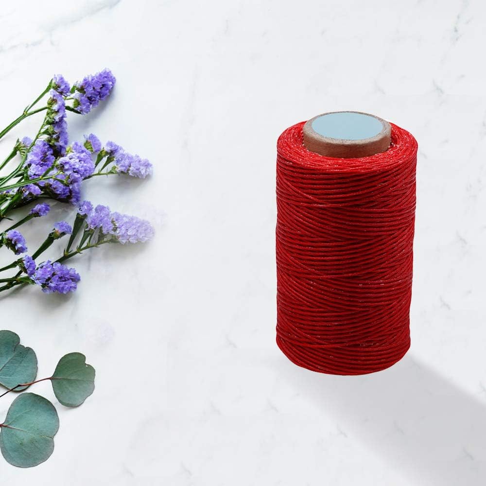284 Yards Waxed Thread, 210D Heavy Duty Wax Upholstery Thread for Leather Sewing, 0.8mm Flat Waxed String for Bookbinding/Shoe Repairing/Leather Projects