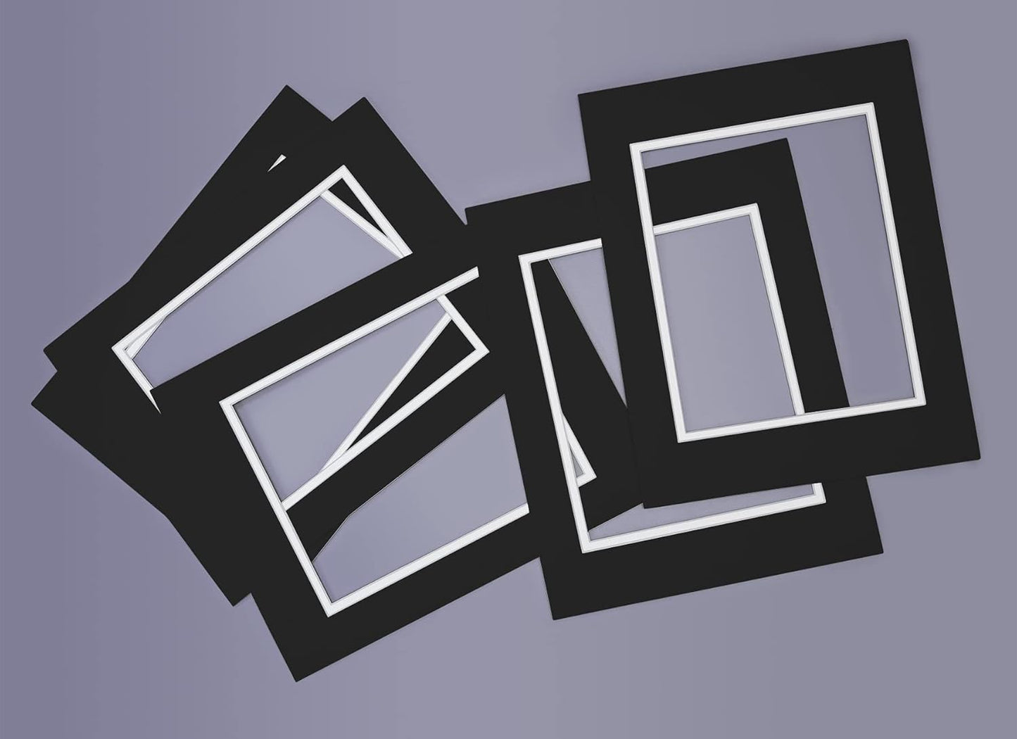 Golden State Art, 11x14 Double Mats for 8x10 - for Photos, Pictures, Frames - Acid-Free, 5 Pack, Black Over White