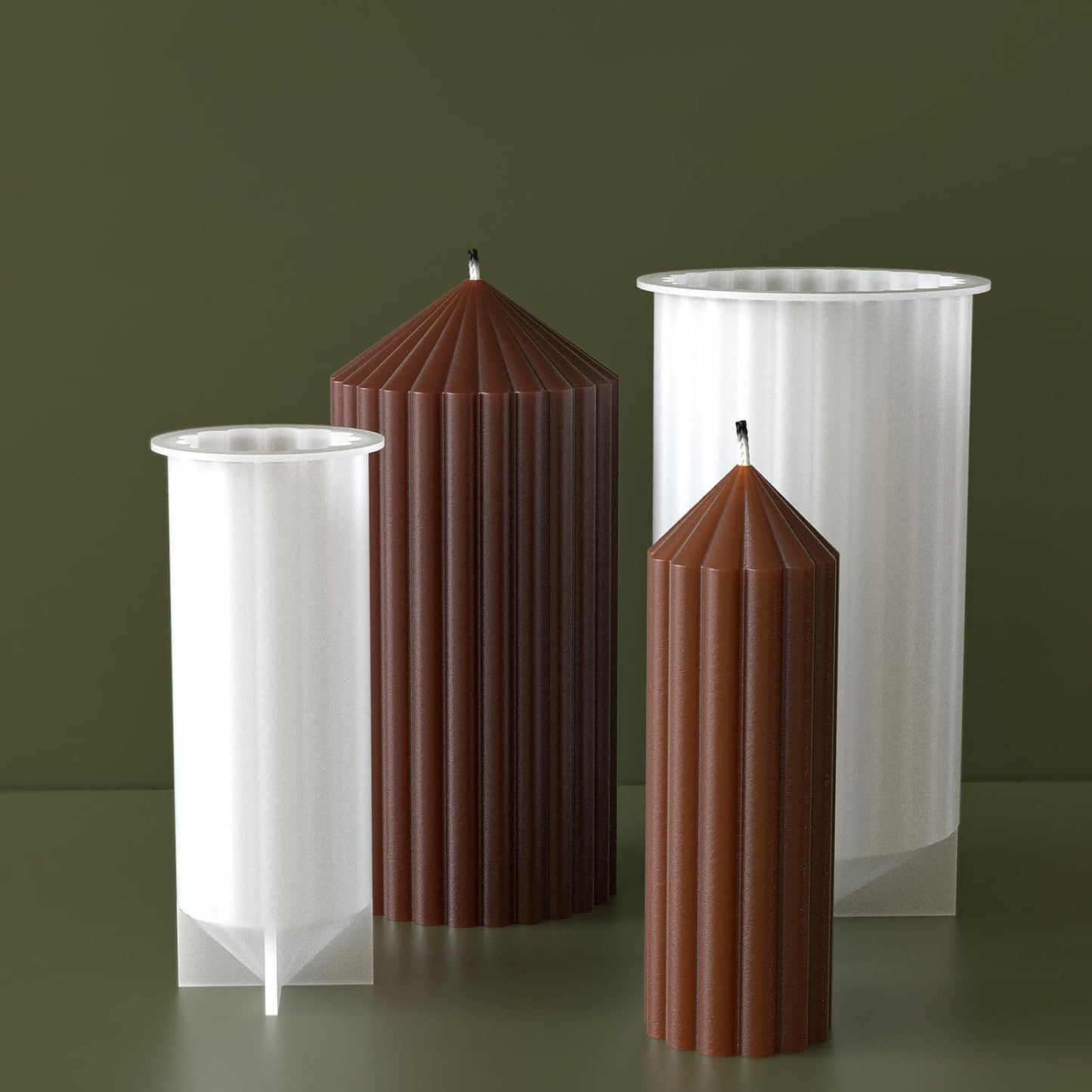 2 Pack Stripe Cylinder Pillar Spiral Candle Resin Mold - Resin Casting Silicone Molds for Home Decor & Candle Making Wave Spiral Mold