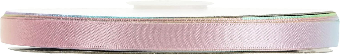 MEEDEE Pastel Rainbow Satin Ribbon - 3/8 inch Craft Gift Wrapping Wedding Pride Party Birthday Party Decoration Hair Bow - 50 Yards