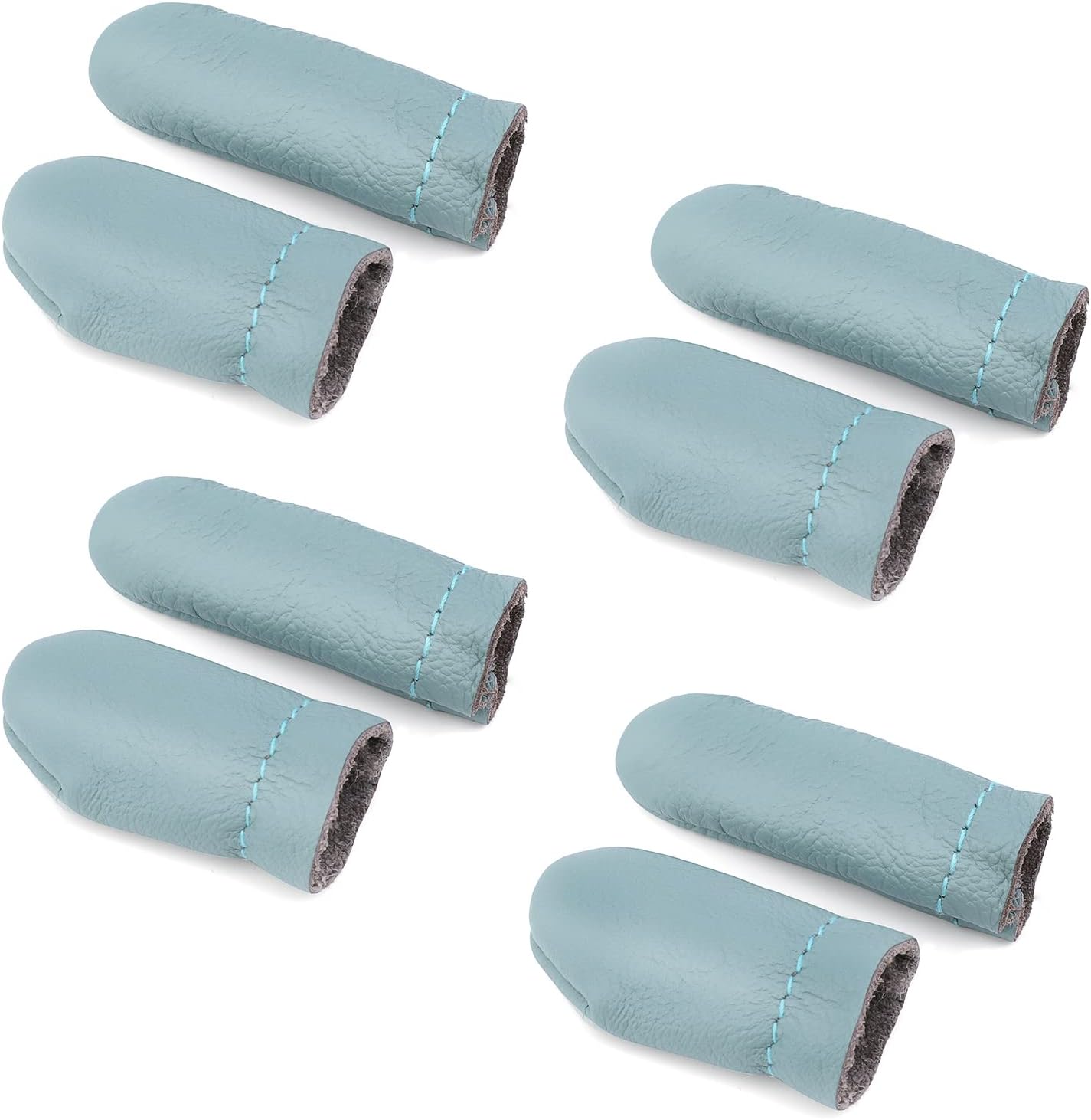 Mayboos 4 Pairs Leather Finger Protector Needle Felting Knitting Finger Thimble Guards Tools for Hand Craft Sewing Needlework Handmaking(Random Color)