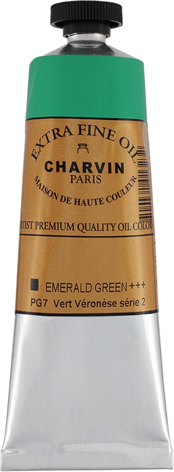 Charvin Extra Fine Oil Paint, Emerald Green 60 mL - Triple-Milled, Rich Texture, Poppy Oil-Based, Light-Fast, Handmade, Archival Quality
