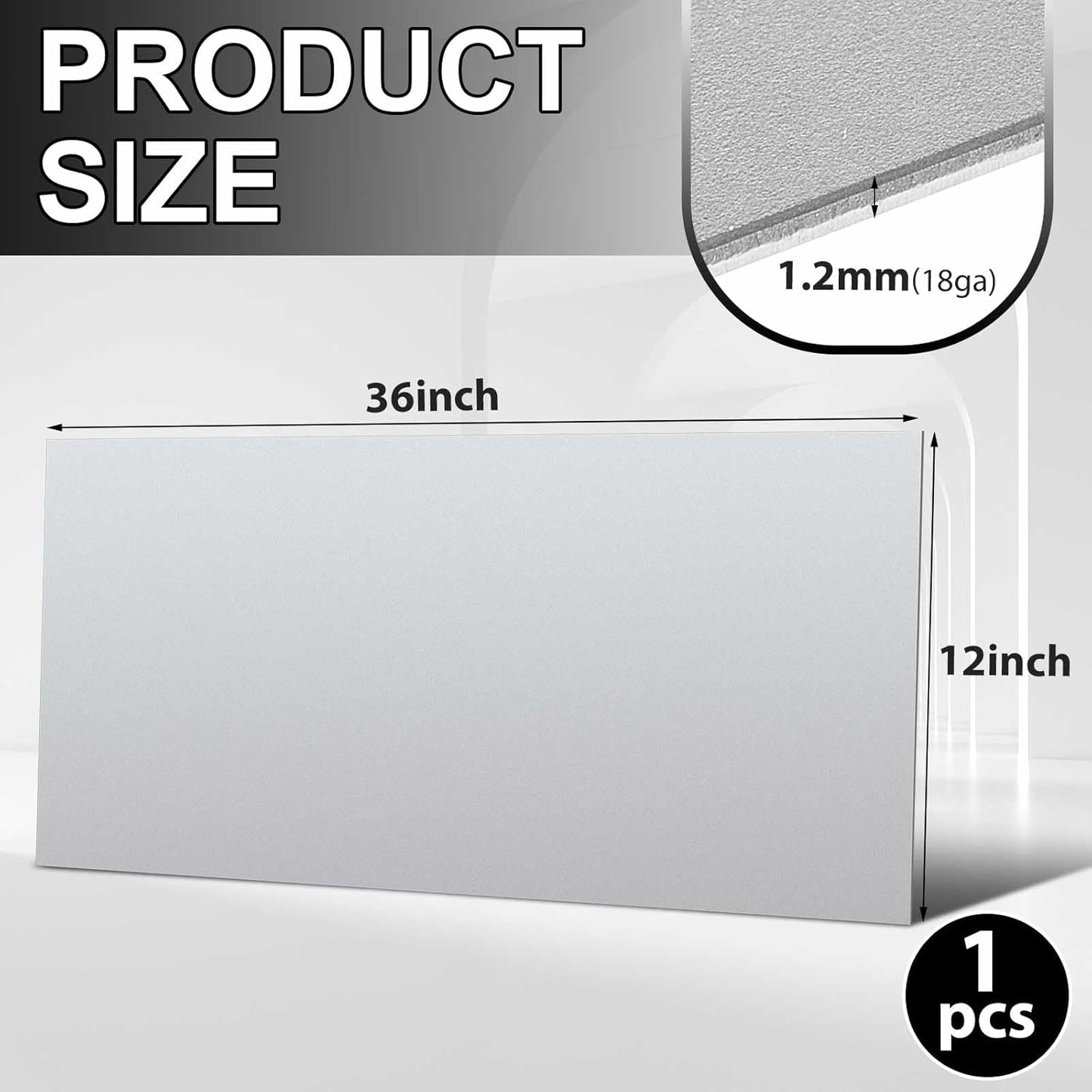 Hicarer 1 Pcs Mild Steel Sheet Cold Rolled 18 Gauge Metal Plate Weldable Metal Sheets for Professional Industrial DIY Use, Clean Surface Easy to Weld (36'' X 12'')