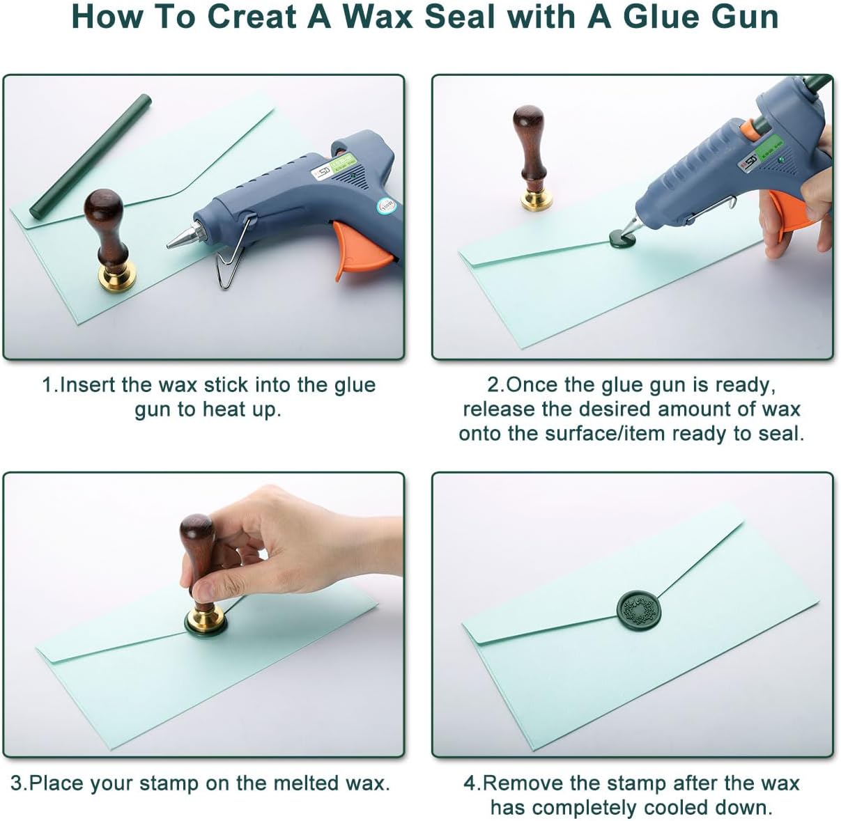 Yoption 15 Pieces Olive Green Glue Gun Sealing Wax Sticks for Wax Seal Stamp, Great for Wedding Invitations, Envelopes, Cards, Christmas Gift Ideas, Wine Packages (Olive Green)