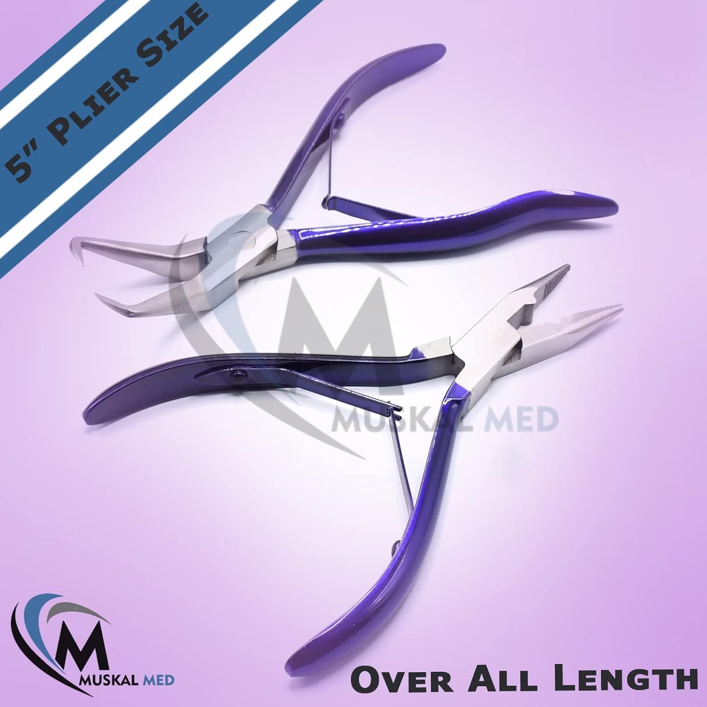 Professional Hair Extension & Beading Tool Kit Remove Plier Set for beads (4 Piece) I-Link Micro Ring Loop Needle Pulling Hook Threader Wire for Silicone Rings (Purple)