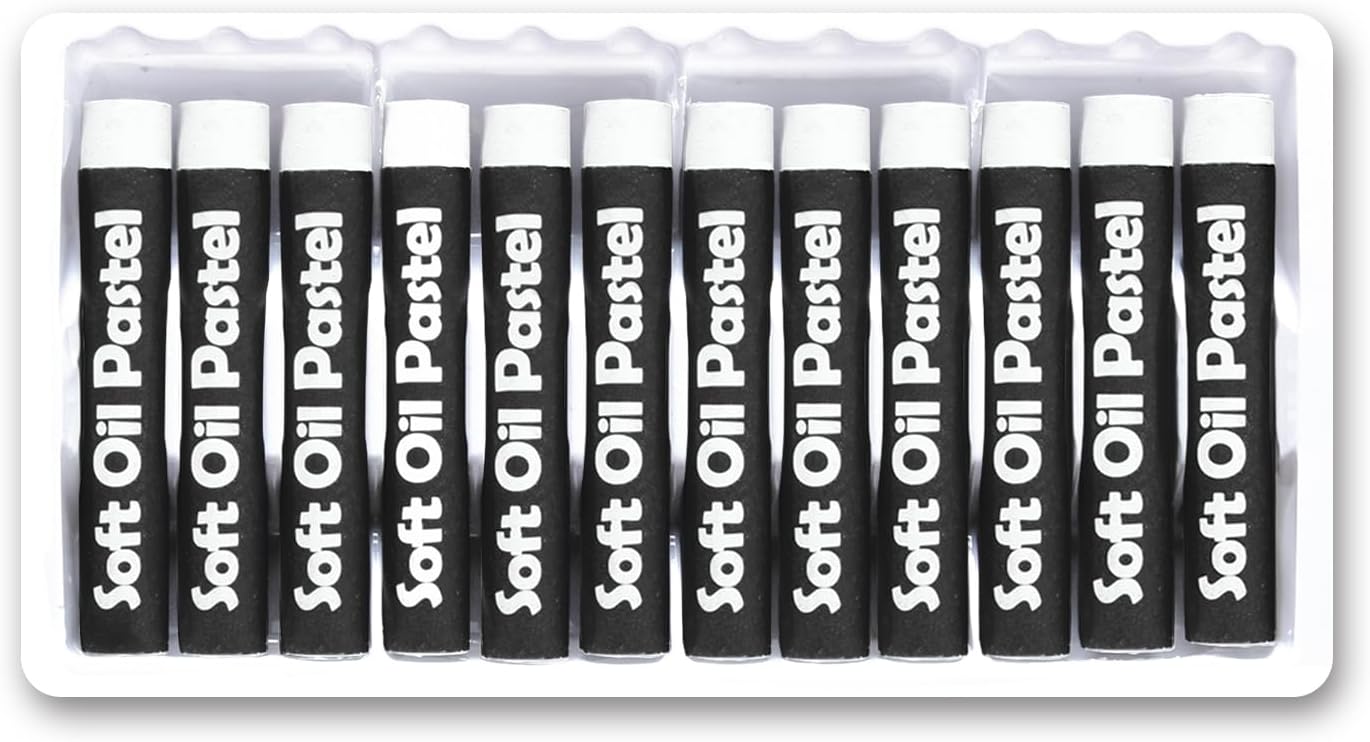 qianshan Soft Oil Pastels Set of 12 Single Colors,Non Toxic,Soft Texture Vibrant and Creamy Oil Crayons Pastels Art Supplies.White