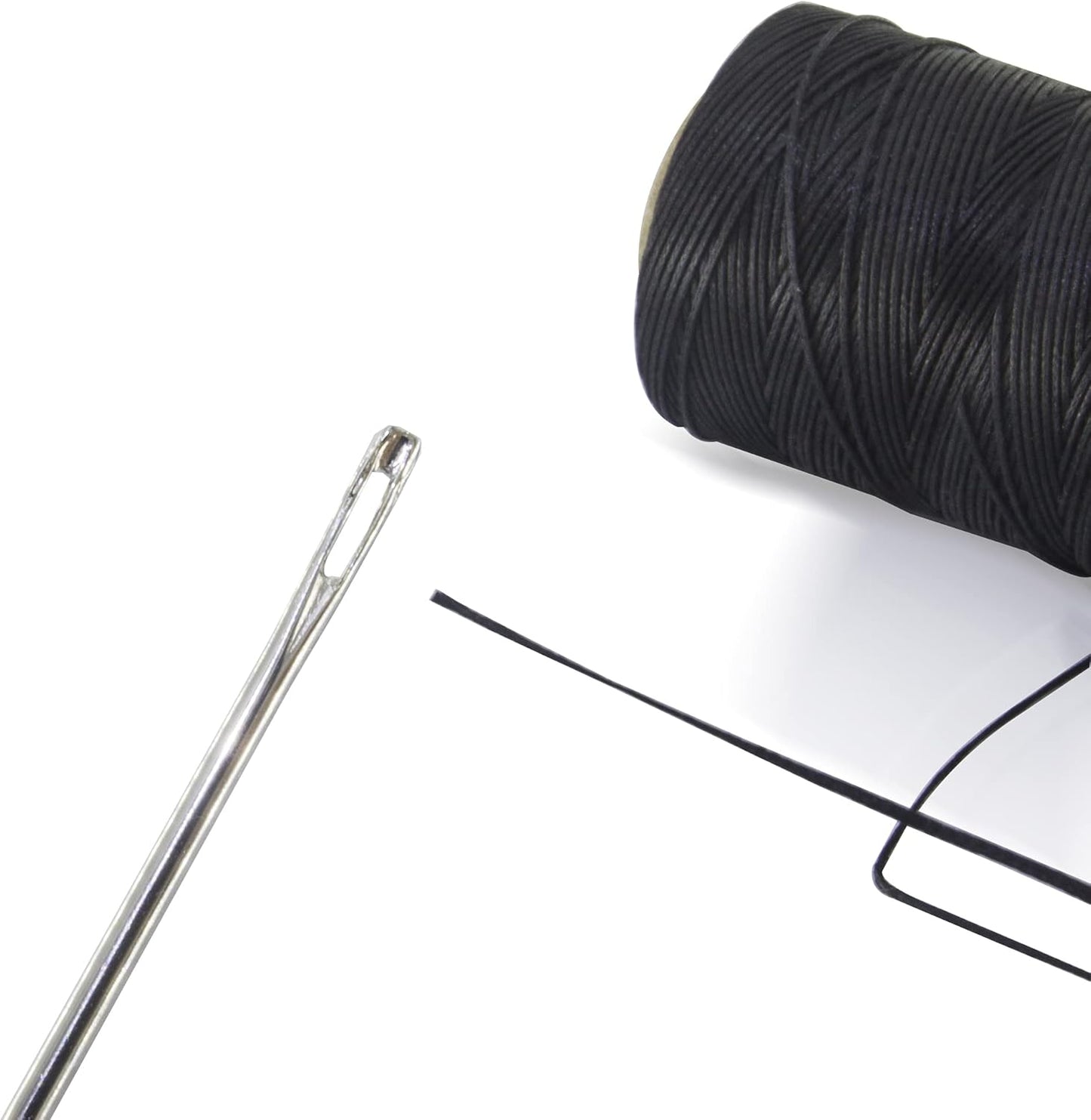 Marcobrothers 12" Professional Upholstery Large Eye Long Needle, Easy to Thread, with 2 Roll 284 Yard 150D 1mm-Width Leather Sewing Waxed Thread, Black (12 inch X 2)