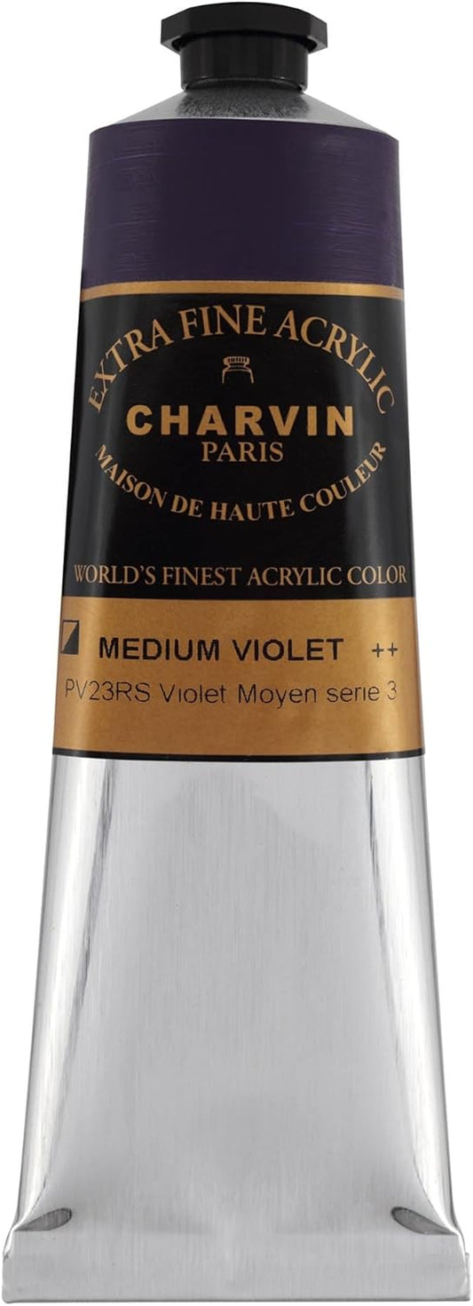 Charvin Extra Fine Professional Artist Acrylic Paint Colors, Nature Themed Hues, 150ml Medium Violet