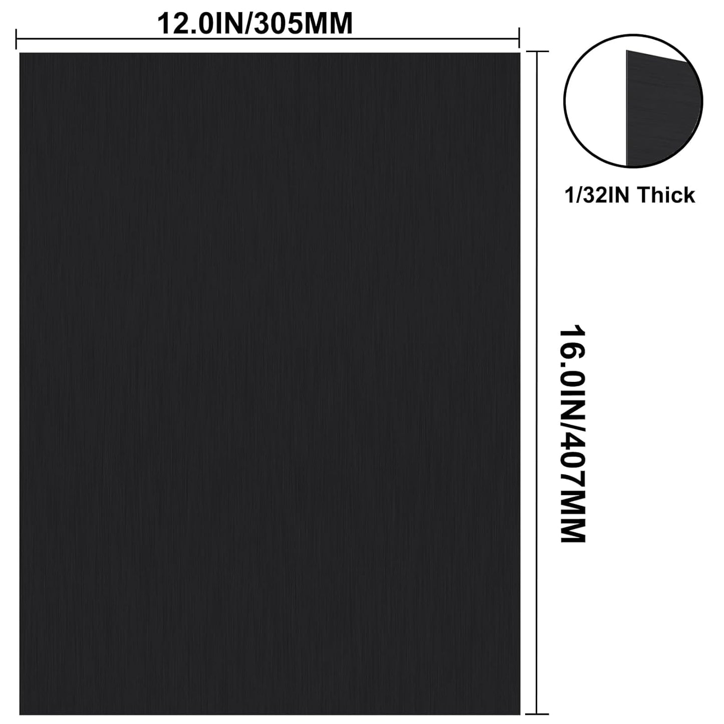 Anodized Aluminum Sheet Metal 12 x 16 x 1/32 Inch Black Metal Plates for Laser Engraving, 0.8MM Thin Decorative Sheets for Crafting, House Decoration