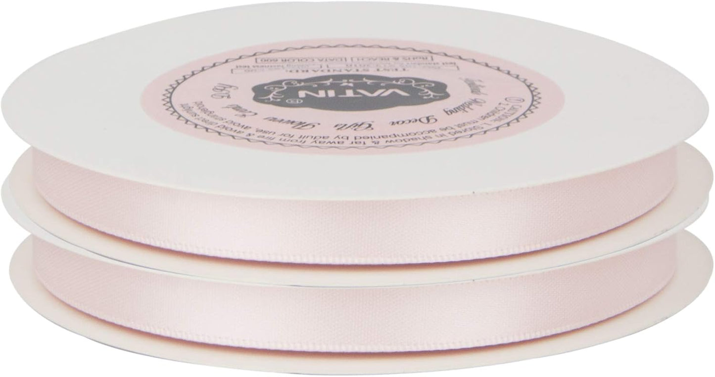 VATIN Double Face Sideshow Rose Satin Ribbon 3/8" Continuous 50 Yards,White Polyester Fabric Ribbon use for Bows Bouquet, Gift Wrapping, Floral Arrangement Wedding Decoration