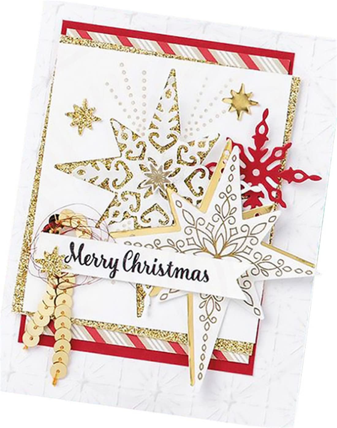 Mvchifay Cutting Dies Happy Birthday Metal Stencils Scrapbooking Tool DIY Emboss Paper Card Making (6 Pcs snowflakes-12.4x8.3cm)