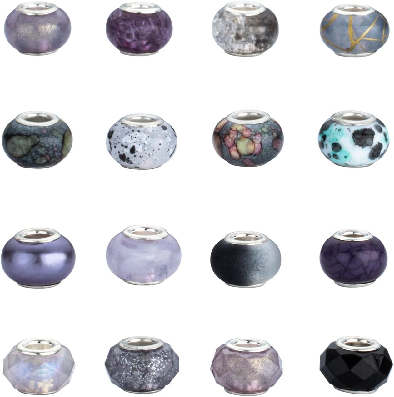 LAIDANLA Black Mix Large Hole Beads, 100pcs 14mm Round Resin, Plastic, Acrylic Loose Beads for Jewelry Making, Crafts & Decoration