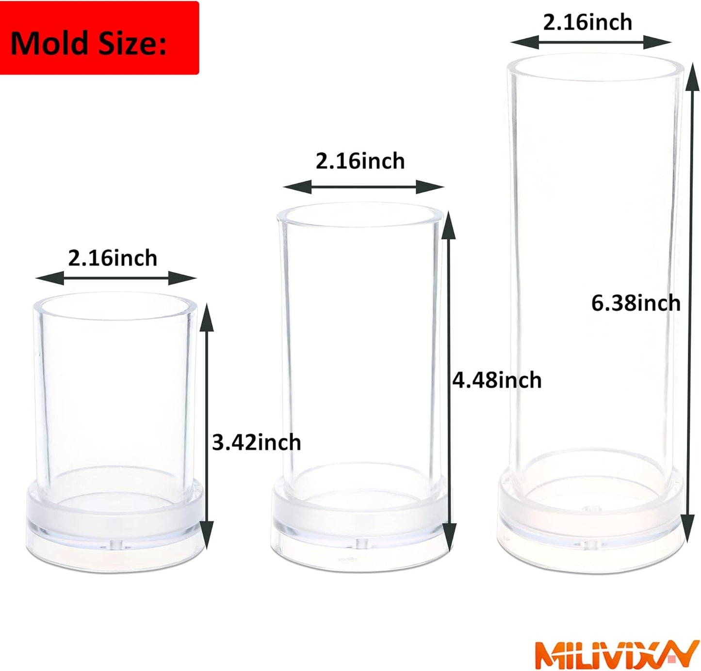 MILIVIXAY 3PCS Pillar Candle Molds - Plastic Cylinder Candle Mold Set for Candle Making-Candle Making Molds-60 Ft. of Wick, 50pcs Wick Stickers, 3pcs Wick Holders and 1pc Iron Wire Included as a Gift.