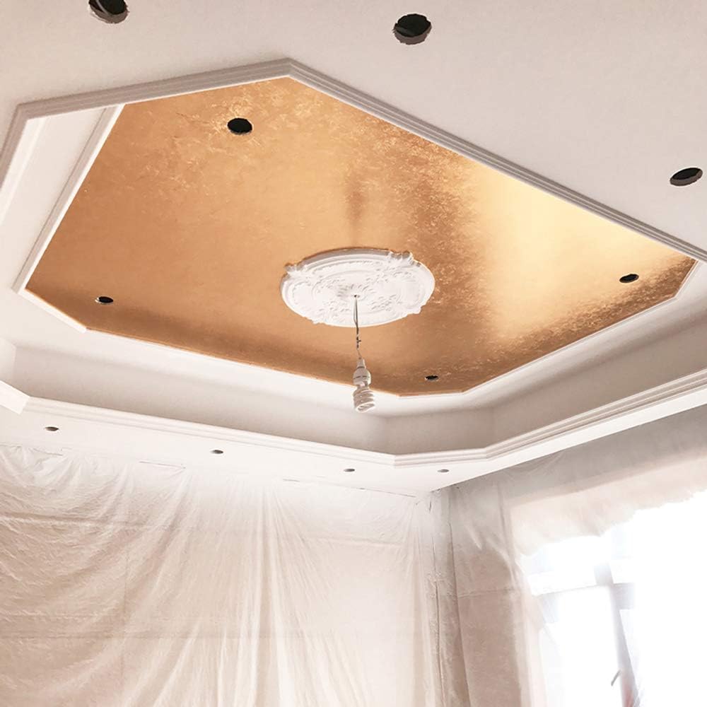 KINNO Imitation Gold Foil Sheets - Rose Gold Leaf Paper Multipurpose for Nails, Handcrafts, Picture Frames, Arts Decoration, Sculpture, Wall, Line, and Furniture, 100 Sheets 3.15 by 3.35 Inches