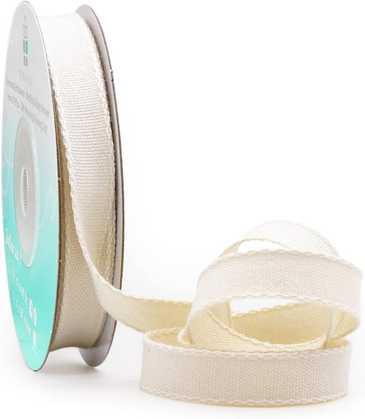 CT CRAFT LLC Ivory Cotton Ribbon 3/8" x 10 Yards for Home Décor Gift Present Wrapping DIY Crafts Birthday Wedding Bouquet Christmas
