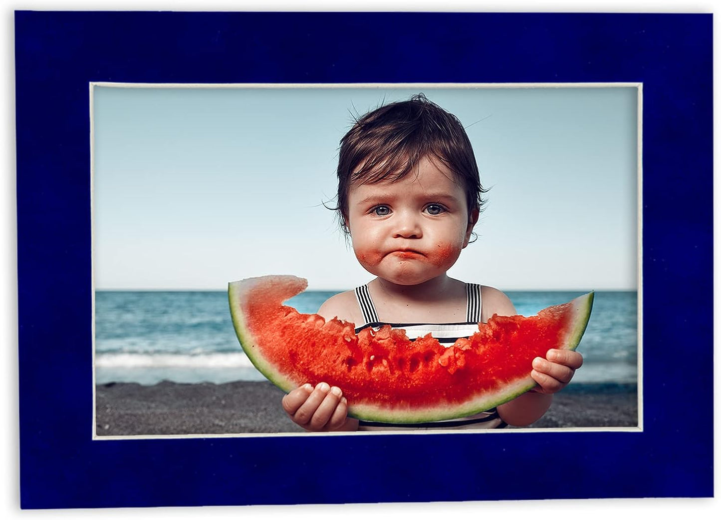 8x10 Mat Bevel Cut for 5.5x8.5 Photos - Acid Free Royal Blue Suede Precut Matboard With Backing Board and Crystal Clear, Self Seal Photo Mat Bag - For Pictures, Photos, Framing - 4-ply Thickness