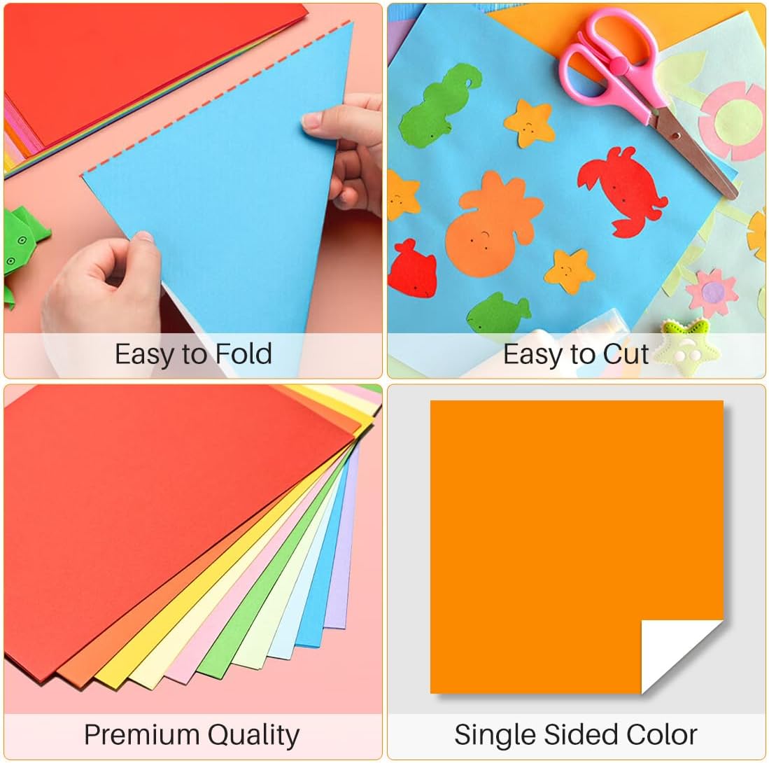 Opret Origami Paper Large, 100 Sheets 9.8x9.8 inch 25x25 cm Origami Paper 50 Vivid Colors Single Sided for Arts and Crafts Projects