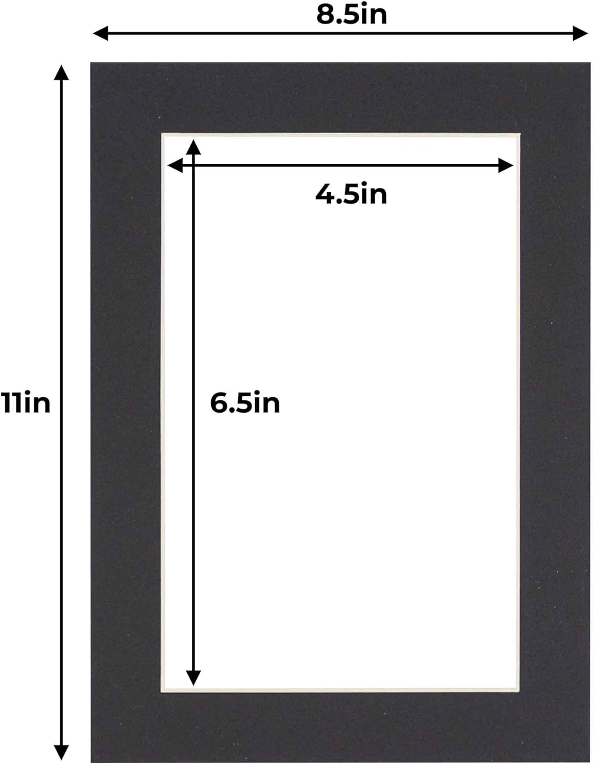 5x7 Mat for 8.5x11 Frame - Precut Mat Board Acid-Free Show Kit with Backing Board, and Clear Bags Black 5x7 Photo Matte Made to Fit a 8.5x11 Picture Frame Matboard for Framing, Pack of 25 Mats