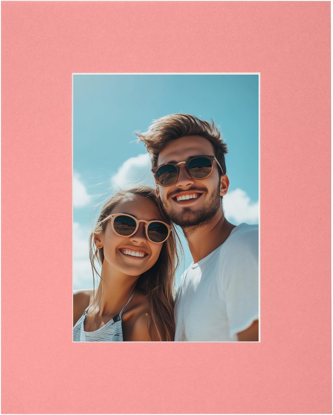 uxcell Picture Mats, 8 x 10 Mat Board Center for 5 x 7 Pictures Acid Free White Core Bevel Cut Frame Mattes with Backing for Display Art Measuring, Pink