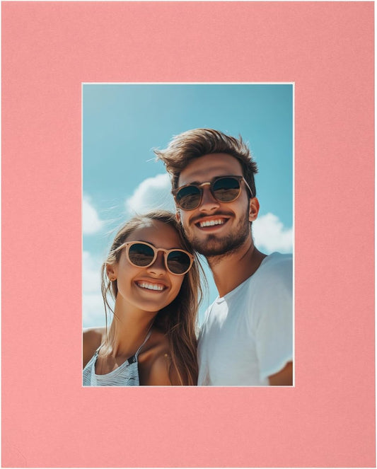 Picture Mats, 8 x 10 for 5 x 7 Pictures Acid Free White Core Bevel Cut Frame Mattes for Display Art Measuring, Pink