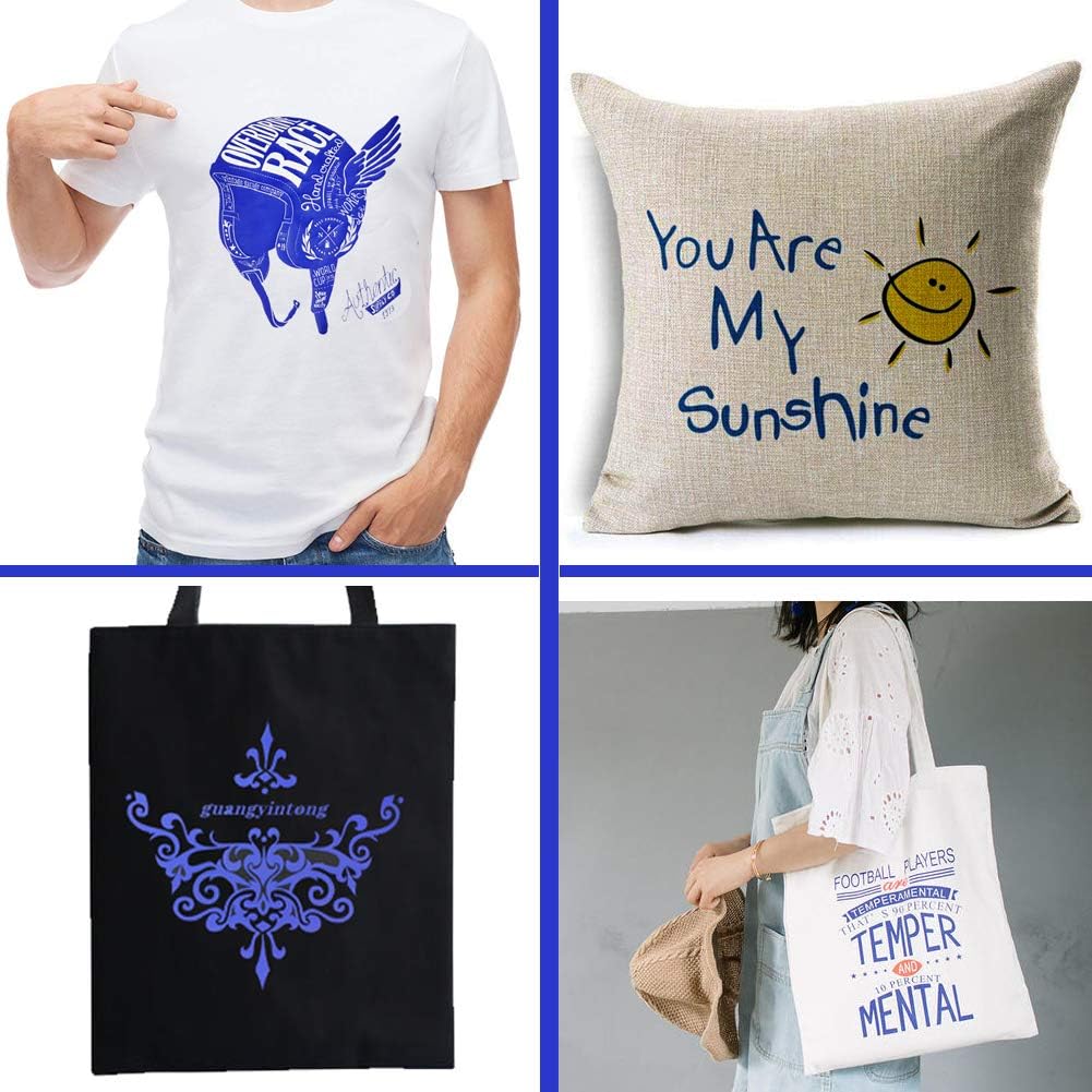 Guangyintong Heat Transfer Vinyl - HTV Rolls, 12" x 10ft Blue Iron on Vinyl for T-Shirts, Matte Surface, Easy to Cut & Weed