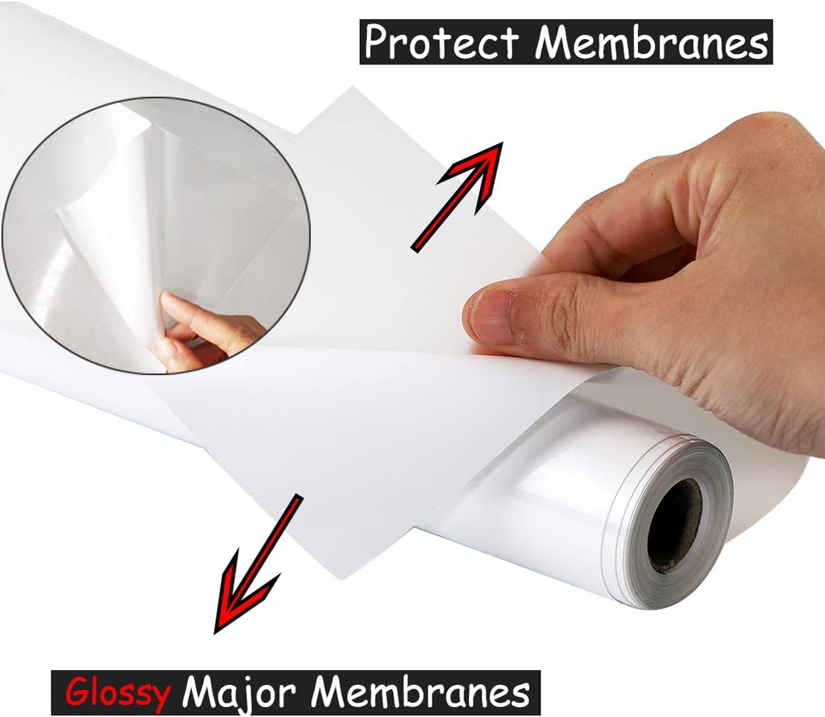 Guangyintong White Heat Transfer Vinyl HTV Rolls, 12" x 8ft Glossy Surface Iron on Vinyl for T-Shirts, All Cutter Machines, Easy to Cut & Weed